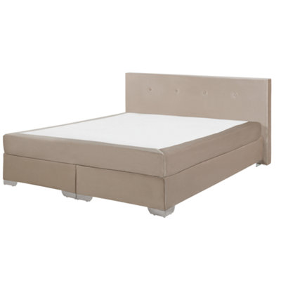 Velvet EU King Size Divan Bed Beige CONSUL