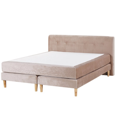 Velvet EU King Size Divan Bed Beige MARQUISE