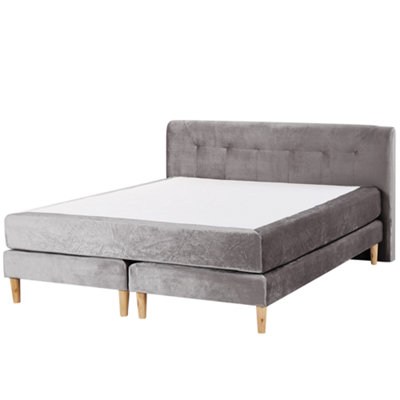 Velvet EU King Size Divan Bed Grey MARQUISE