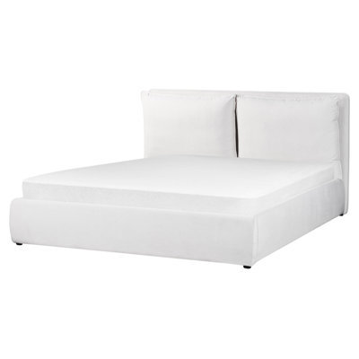 Velvet EU King Size Ottoman Bed Off-White BAJONNA
