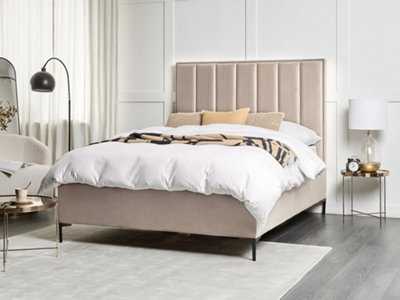 Velvet EU King Size Ottoman Bed Taupe SEZANNE