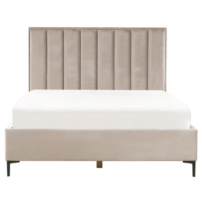 Velvet EU King Size Ottoman Bed Taupe SEZANNE