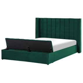 Velvet EU King Size Waterbed with Storage Bench Green NOYERS