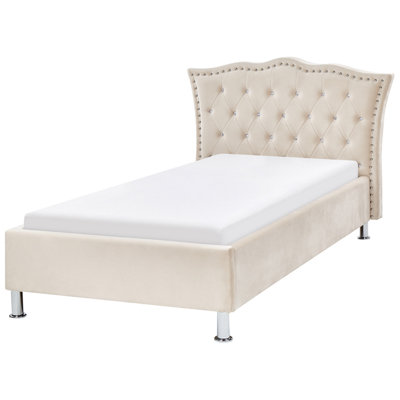 Velvet EU Single Size Bed Beige METZ