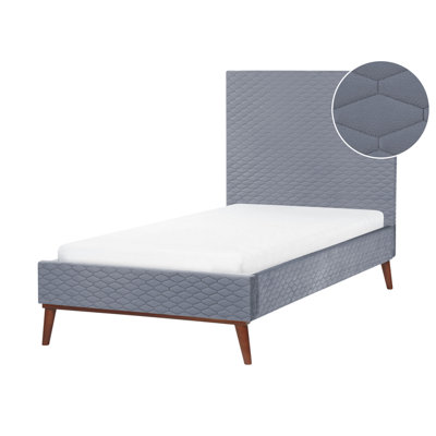 Velvet EU Single Size Bed Grey BAYONNE