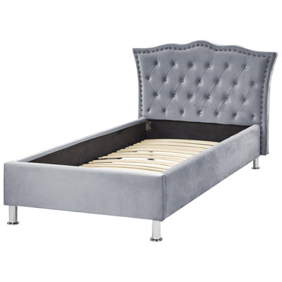 Velvet EU Single Size Bed Grey METZ
