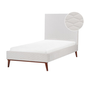 Velvet EU Single Size Bed Off-White BAYONNE