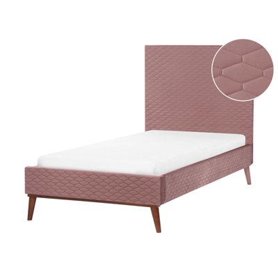 Velvet EU Single Size Bed Pink BAYONNE