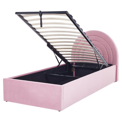 Velvet EU Single Size Ottoman Bed Pink ANET