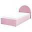 Velvet EU Single Size Ottoman Bed Pink ANET
