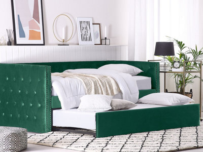 Velvet EU Single Trundle Bed Green GASSIN