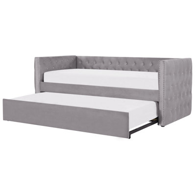 Velvet EU Single Trundle Bed Grey GASSIN