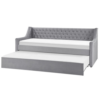 Velvet EU Single Trundle Bed Grey MONTARGIS