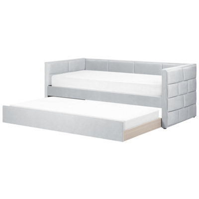 Velvet EU Single Trundle Bed Light Grey CHAVONNE