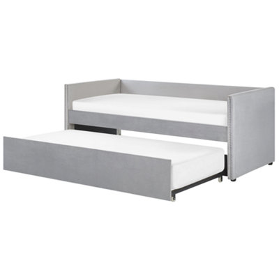 Velvet EU Single Trundle Bed Light Grey TROYES