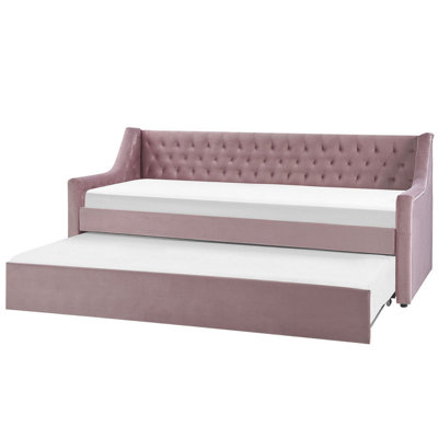 Velvet EU Single Trundle Bed Pink MONTARGIS