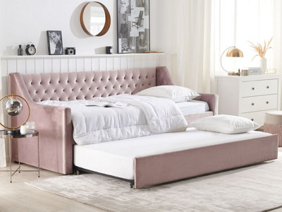 Velvet EU Single Trundle Bed Pink MONTARGIS