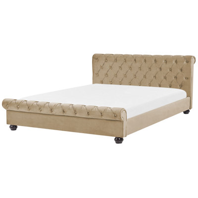 Velvet EU Super King Bed Beige AVALLON