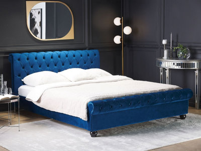 Velvet EU Super King Bed Blue AVALLON