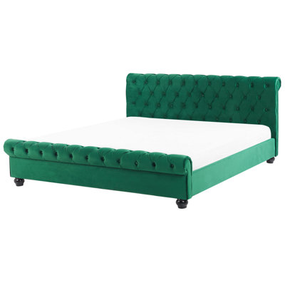 Velvet EU Super King Bed Emerald Green AVALLON