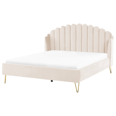 Velvet EU Super King Size Bed Beige AMBILLOU