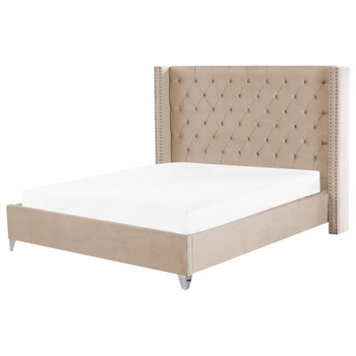 Velvet EU Super King Size Bed Beige LUBBON