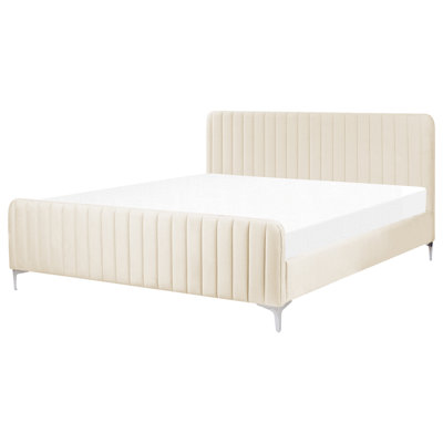 Velvet EU Super King Size Bed Beige LUNAN