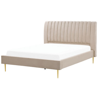 Velvet EU Super King Size Bed Beige MARVILLE