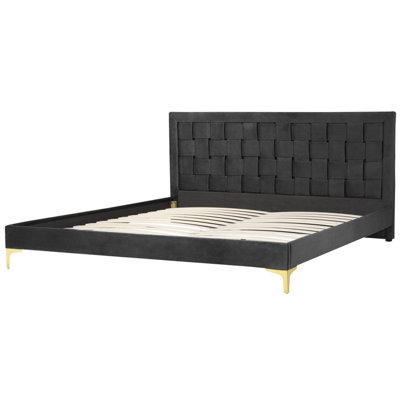 Velvet EU Super King Size Bed Black LIMOUX