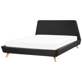 Velvet EU Super King Size Bed Black VIENNE