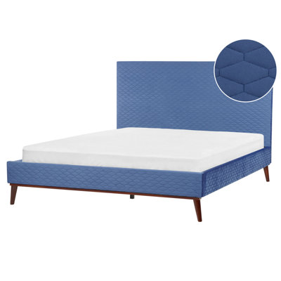 Velvet EU Super King Size Bed Blue BAYONNE