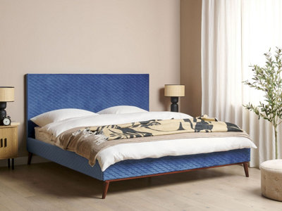 Velvet EU Super King Size Bed Blue BAYONNE