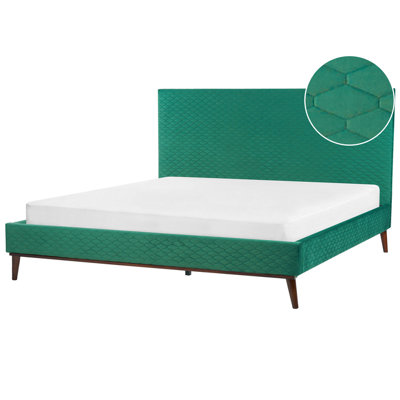 Velvet EU Super King Size Bed Green BAYONNE