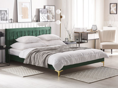 Velvet EU Super King Size Bed Green LIMOUX
