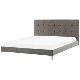 Velvet EU Super King Size Bed Grey AMBERT