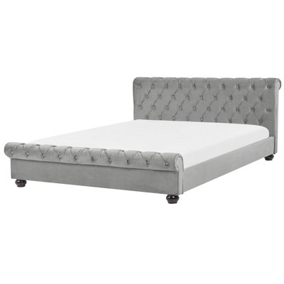 Velvet EU Super King Size Bed Grey AVALLON