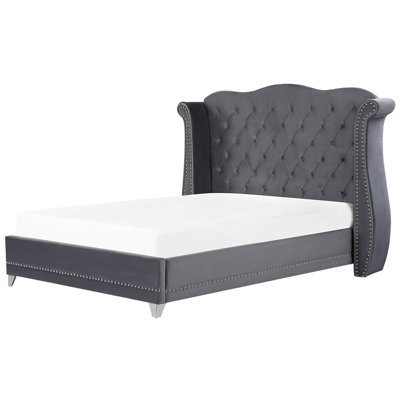 Velvet EU Super King Size Bed Grey AYETTE