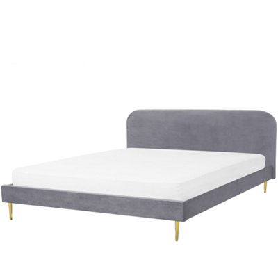 Velvet EU Super King Size Bed Grey FLAYAT