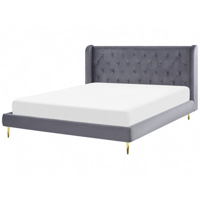 Velvet EU Super King Size Bed Grey FORBACH