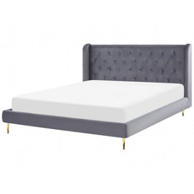 Velvet EU Super King Size Bed Grey FORBACH