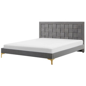 Velvet EU Super King Size Bed Grey LIMOUX