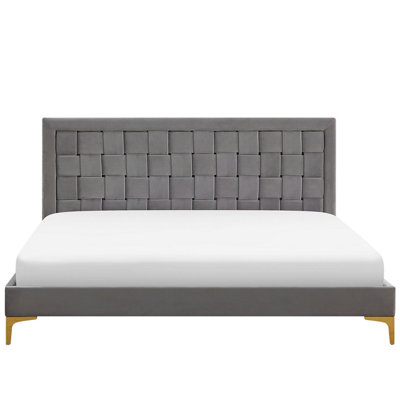 Velvet EU Super King Size Bed Grey LIMOUX