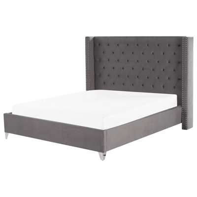 Velvet EU Super King Size Bed Grey LUBBON