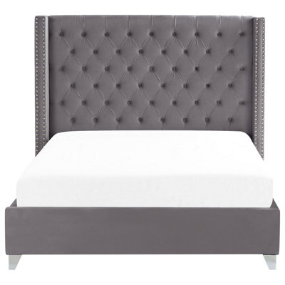 Velvet EU Super King Size Bed Grey LUBBON