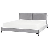 Velvet EU Super King Size Bed Grey MELLE