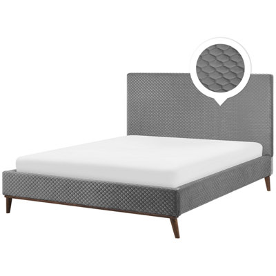 Velvet EU Super King Size Bed Light Grey BAYONNE