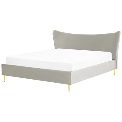 Velvet EU Super King Size Bed Light Grey CHALEIX