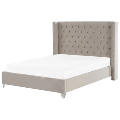 Velvet EU Super King Size Bed Light Grey LUBBON