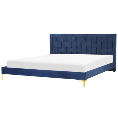 Velvet EU Super King Size Bed Navy Blue LIMOUX