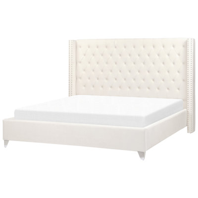 Velvet EU Super King Size Bed Off-White LUBBON